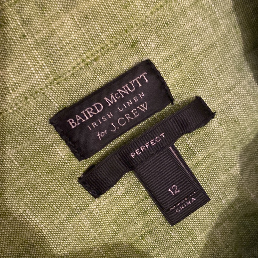 J. Crew Baird McNutt Irish Linen Shirt in Green . Size 12 . Style G061 - Picture 3 of 6